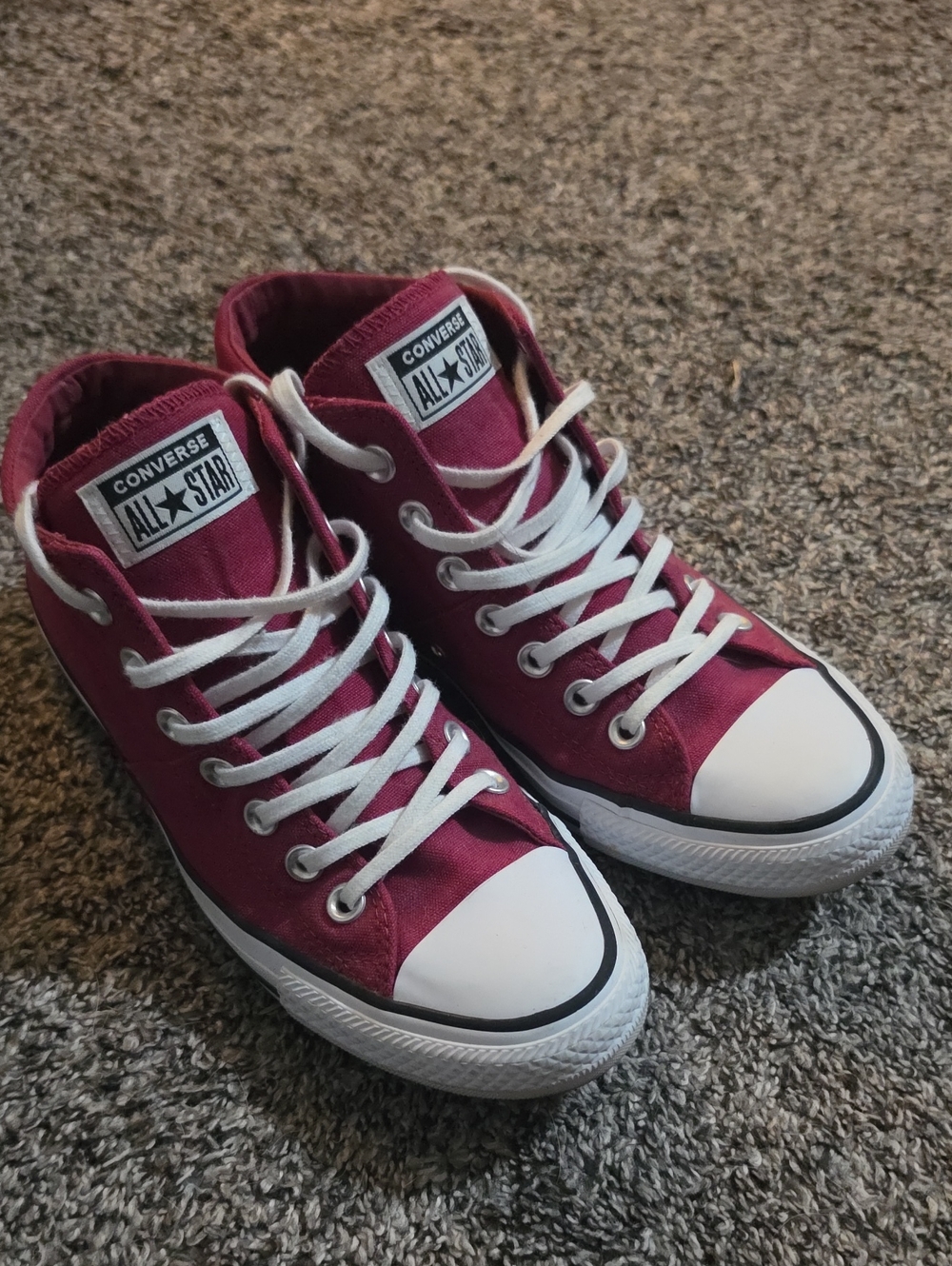 Converse Womens Mid Top Sneakers in Burgundy with White Accents